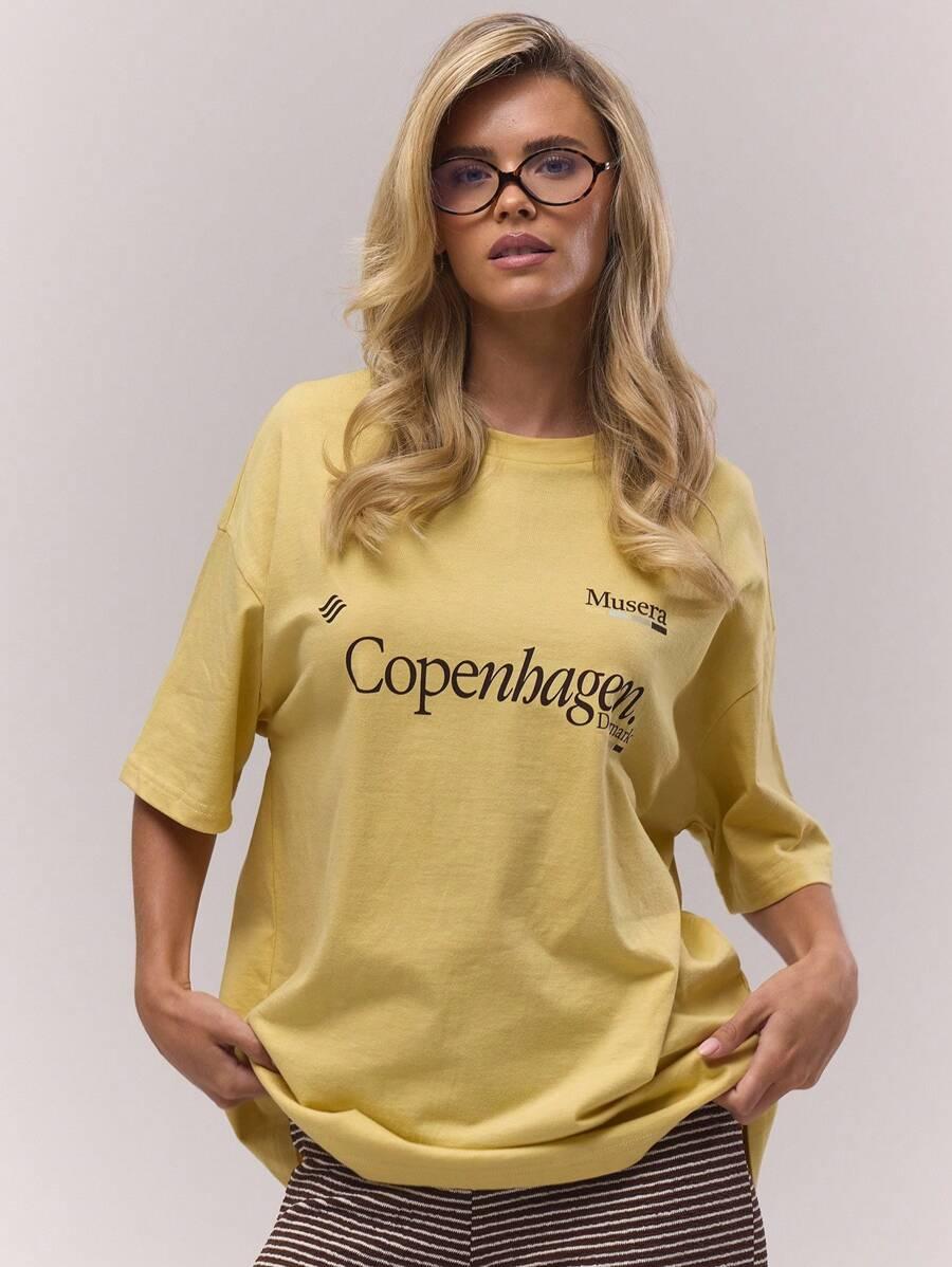 ŻÓŁTY T-SHIRT PRINT