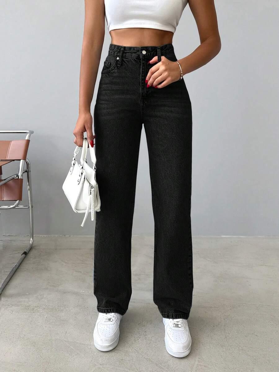 CZARNE SPODNIE JEANS 