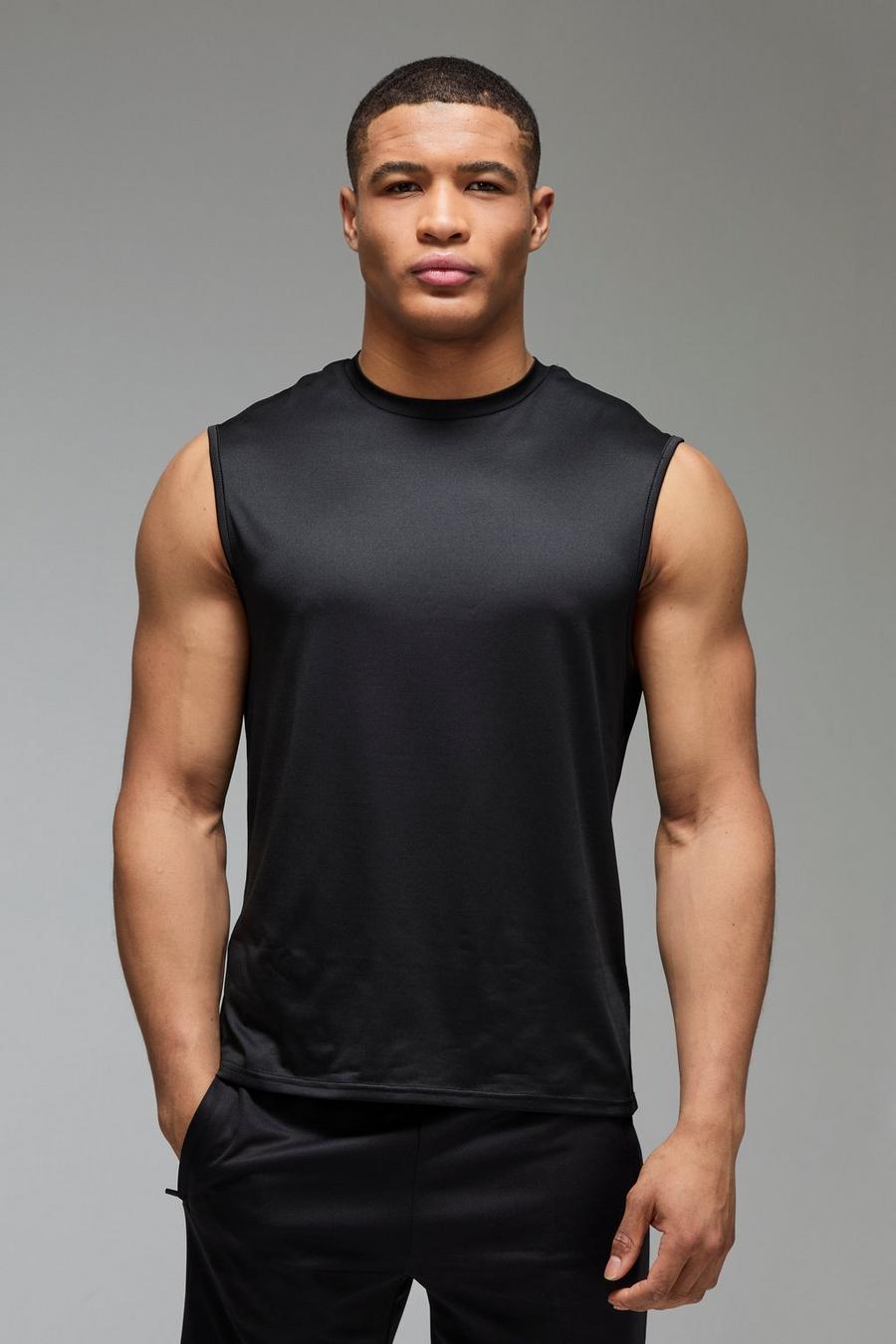 czarna sportowa koszulka bez rękawów basic