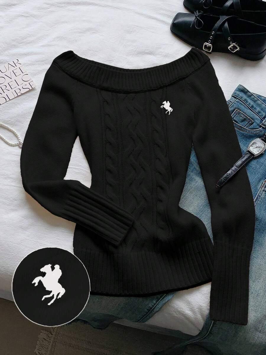 CZARNY SWETER DZIANINA 