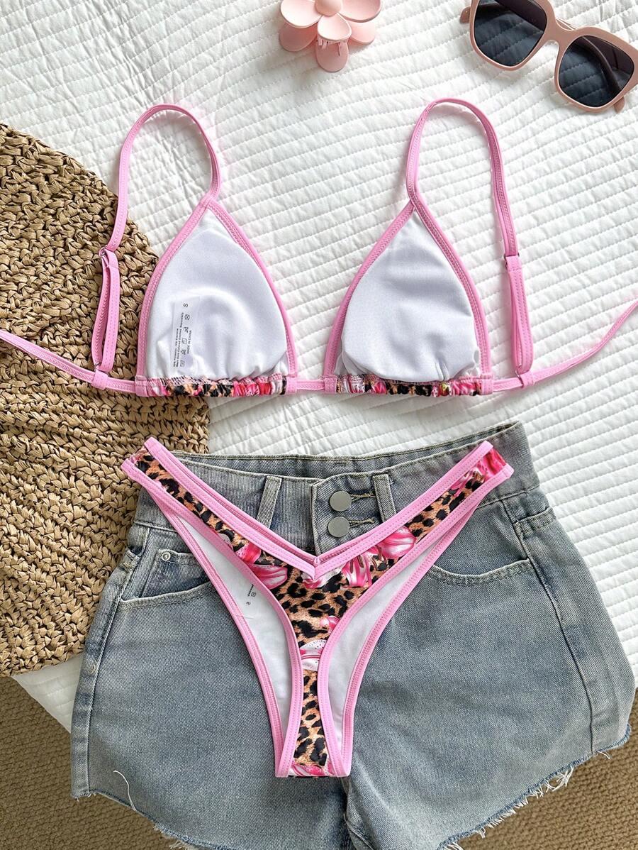 DWUCZĘŚCIOWY STRÓJ KĄPIELOWY ANIMAL PRINT KWIATY