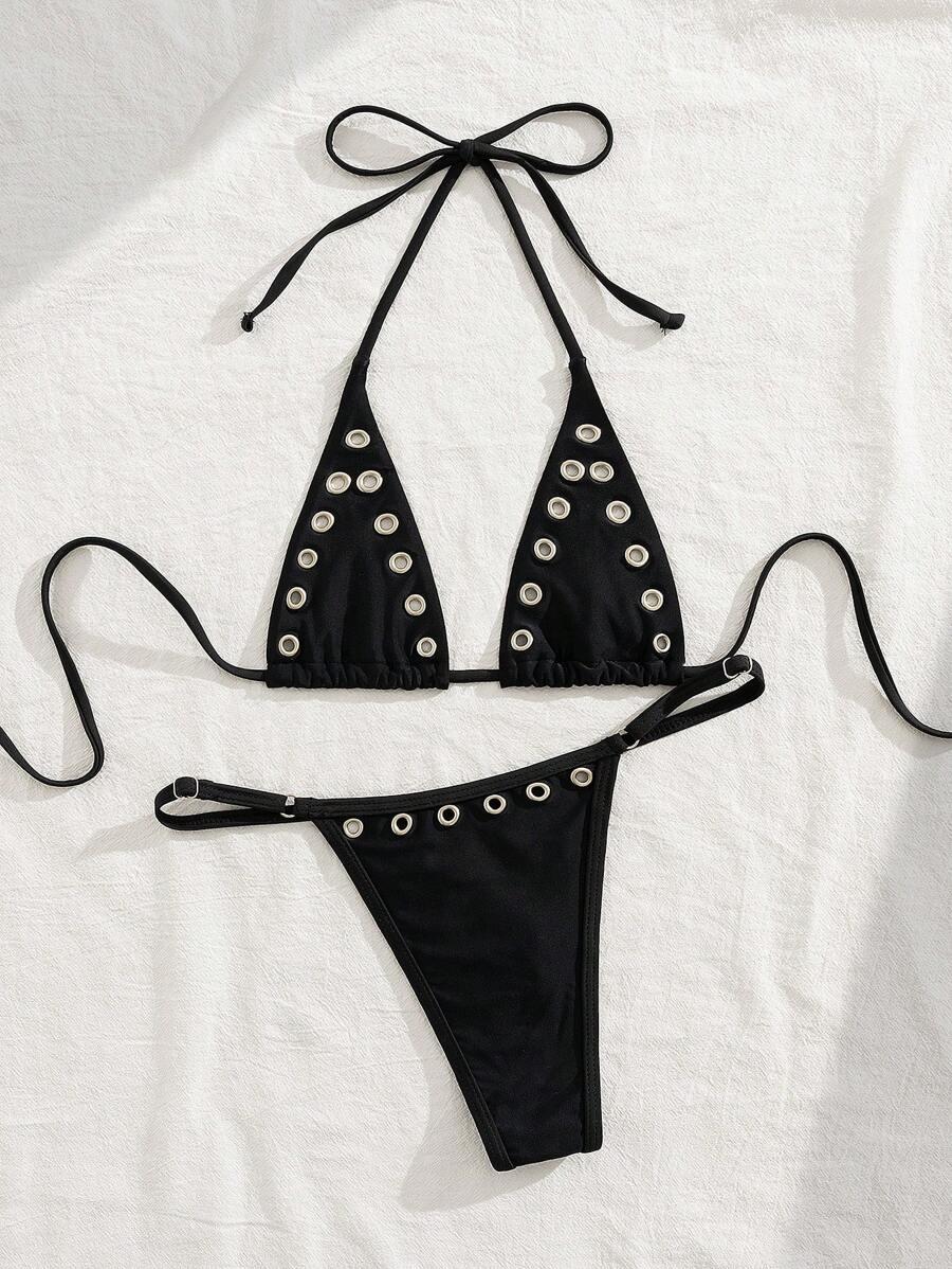 CZARNY KOMPLET BIKINI WIĄZANIE