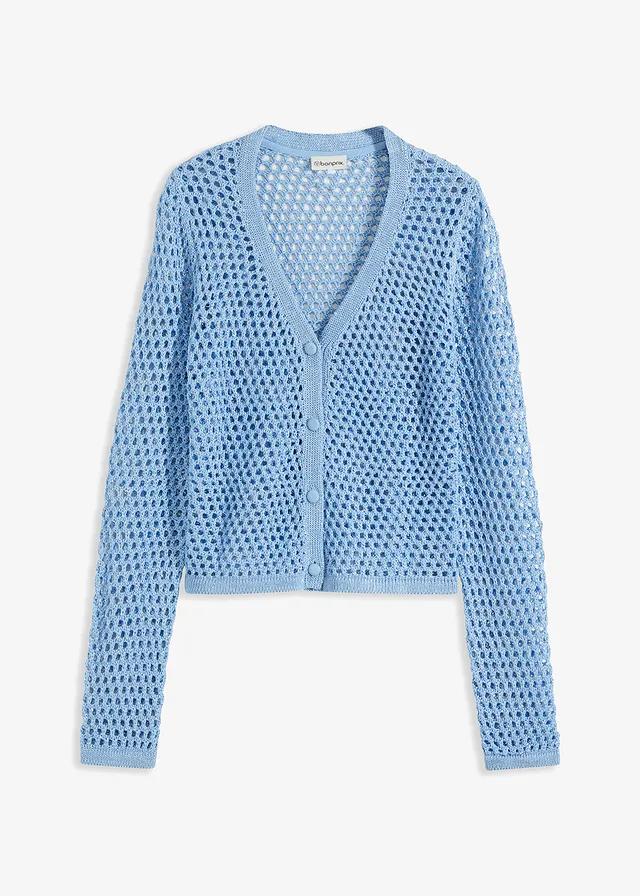 SWETER AŻUROWY ROZPINANY