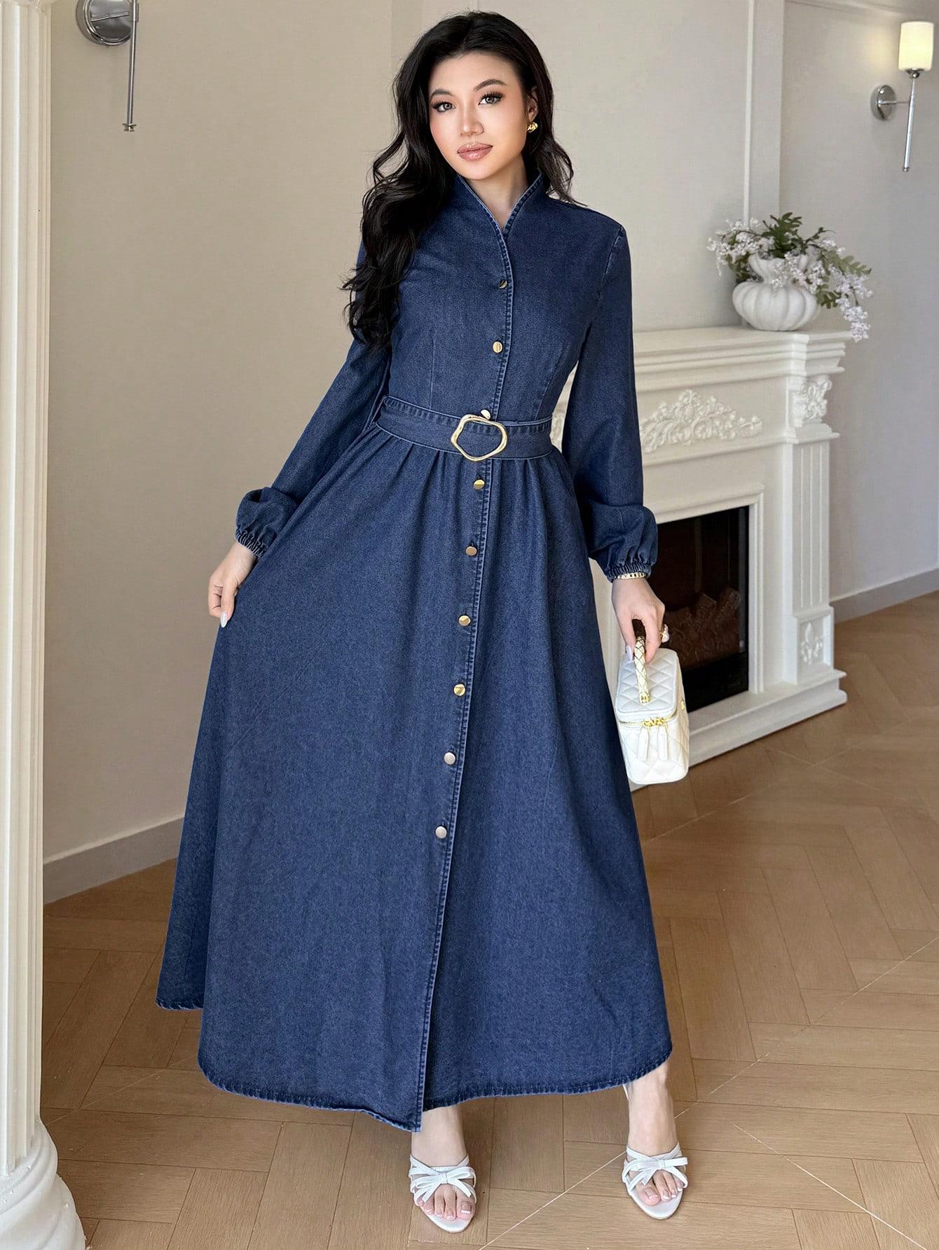 niebieska maxi sukienka