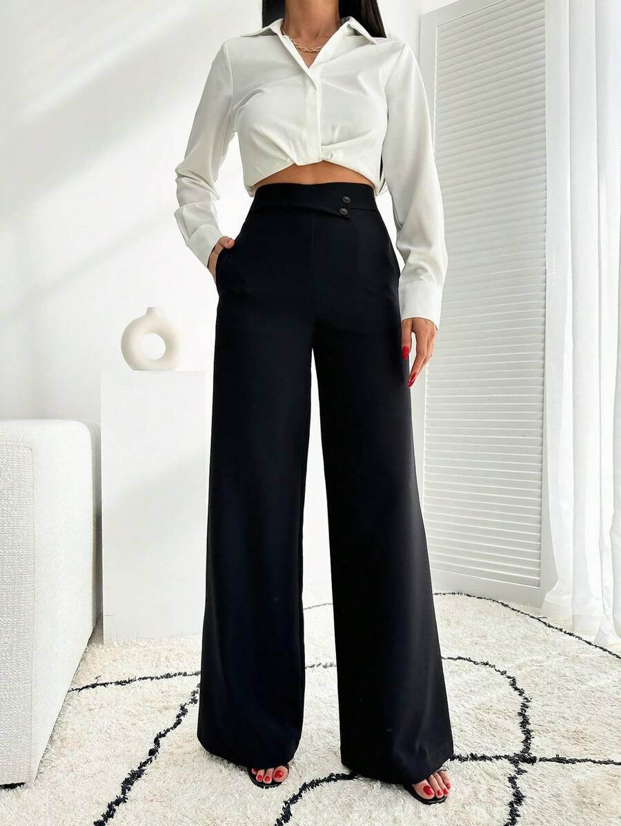 CZARNE ELEGANCKIE SPODNIE