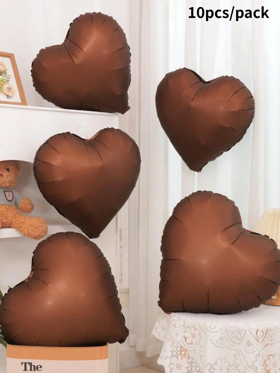 brązowy balon foliowy serce 10szt