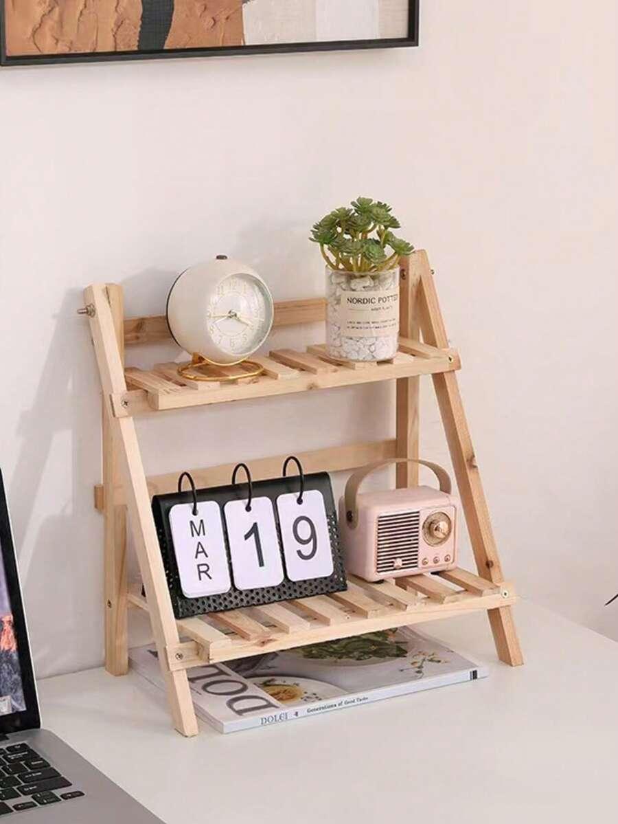 drewniany mini regał organizer na biurko