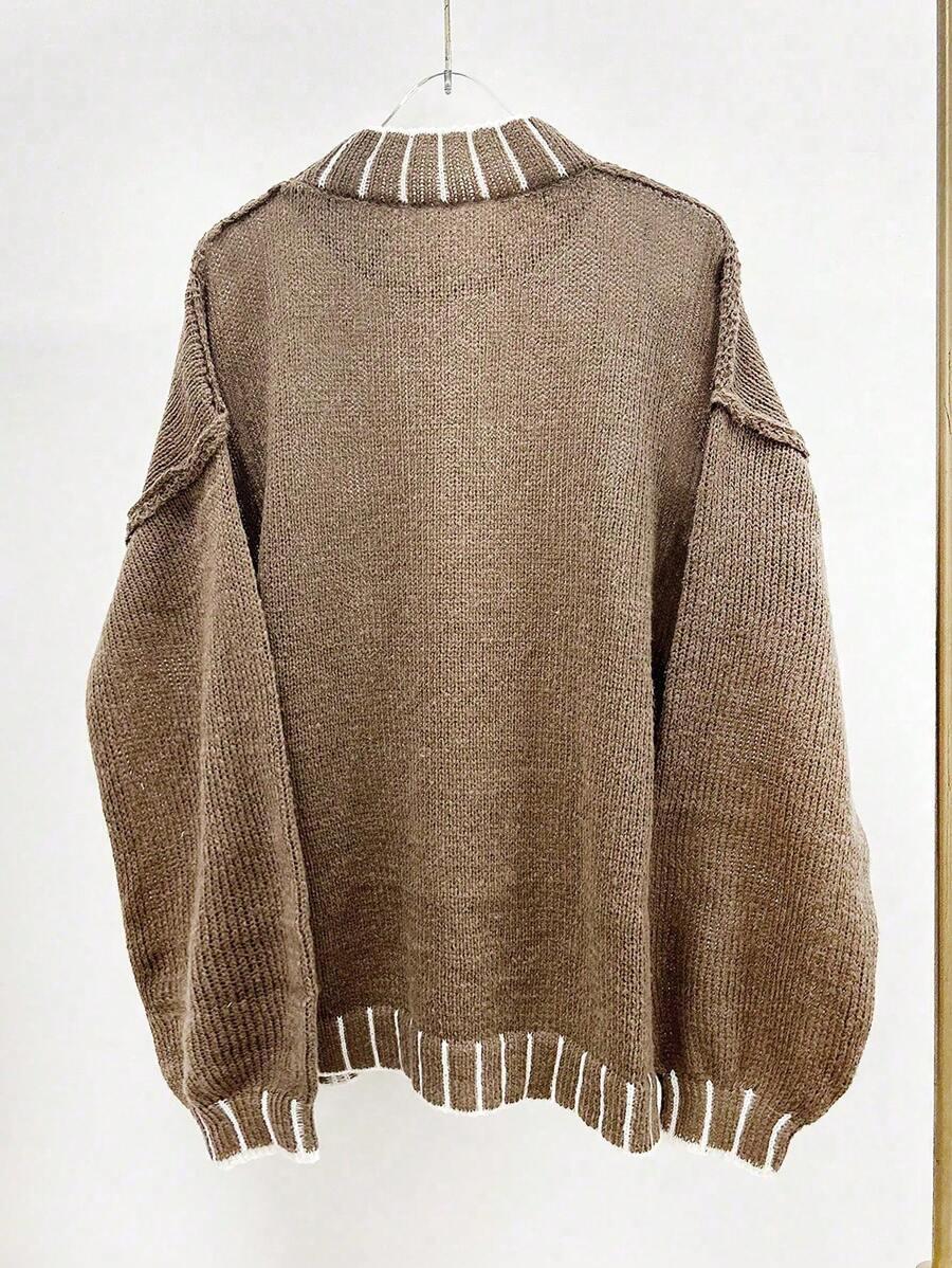 BRĄZOWY SWETER OVERSIZE