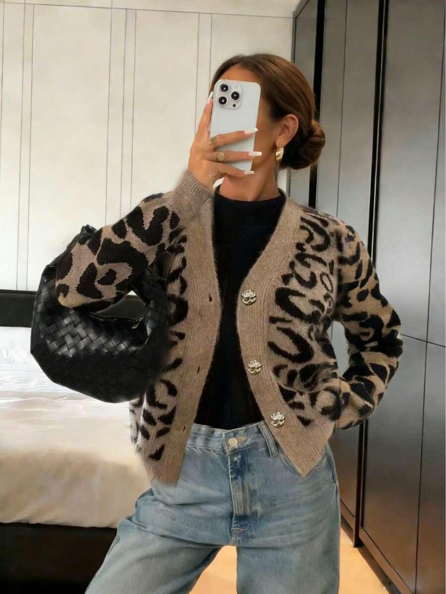 ROZPINANY SWETER ANIMAL PRINT