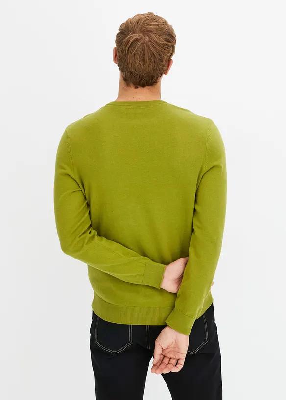 Sweter męski dzianinowy z dekoltem w serek