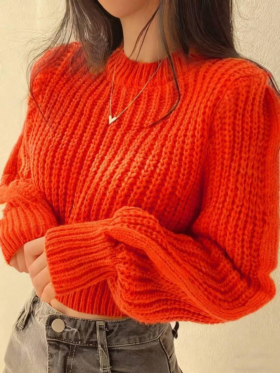 pomarańczowy sweter długi rękaw