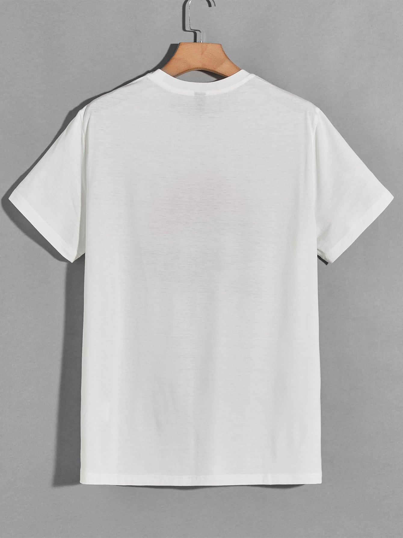 biały klasyczny t-shirt nadruk