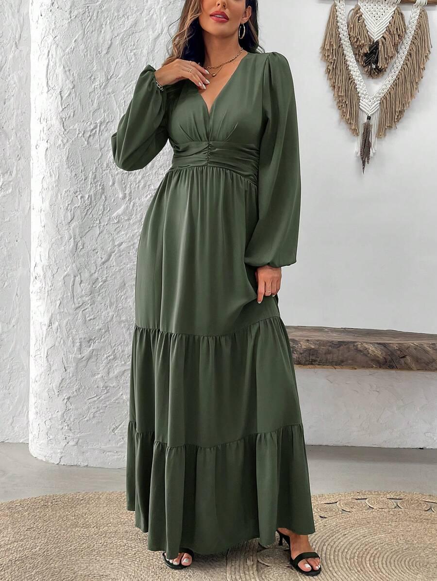 maxi sukienka v neck 