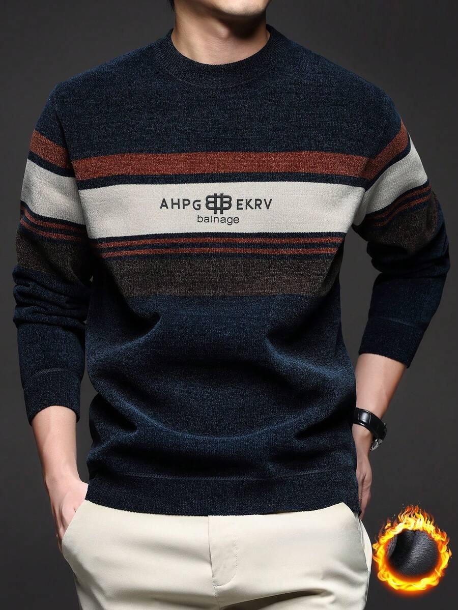 kolorowy sweter okrągły dekolt