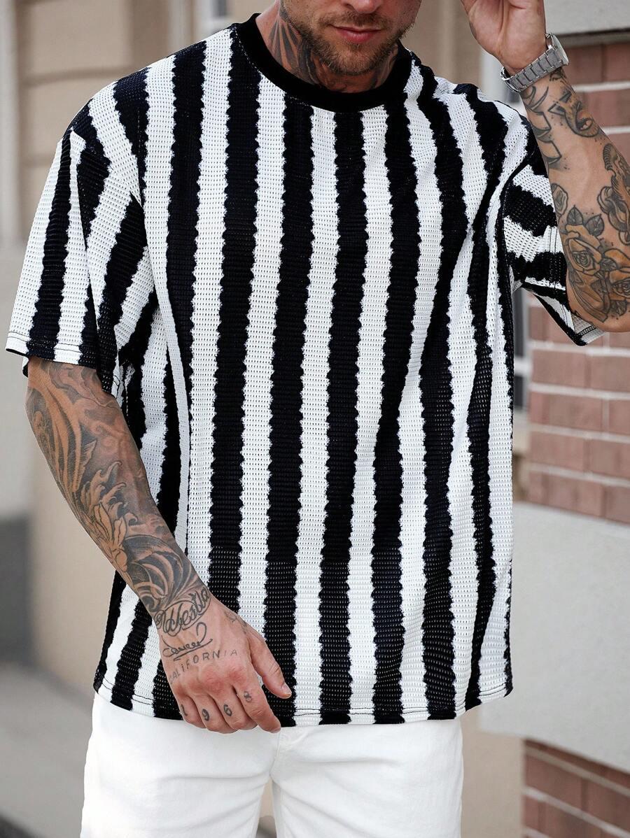t-shirt paski kontrast siateczka