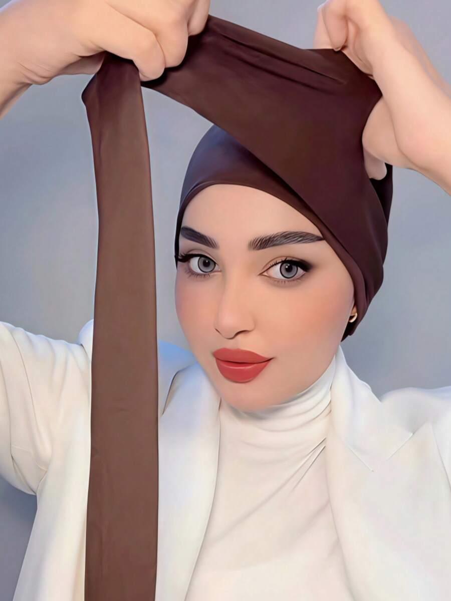 brązowy turban na głowę