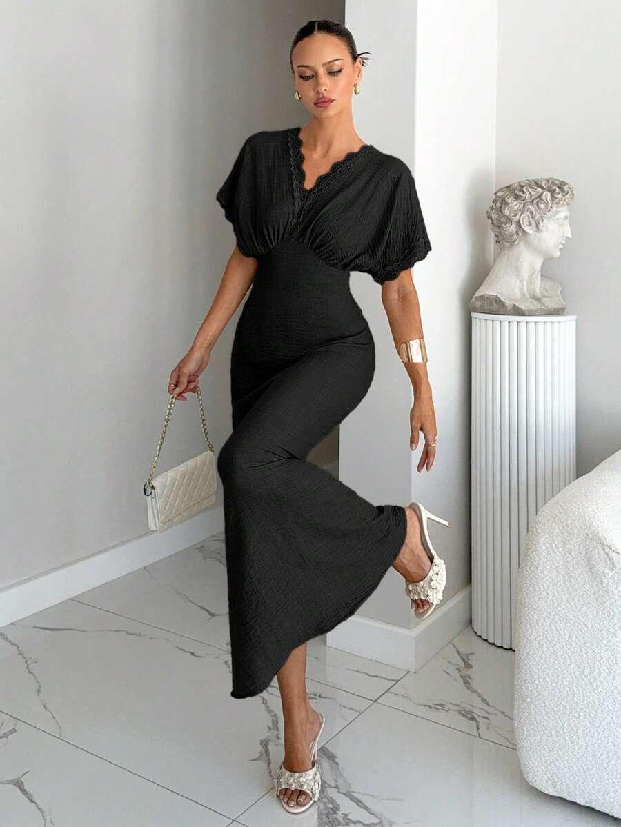 czarna sukienka maxi