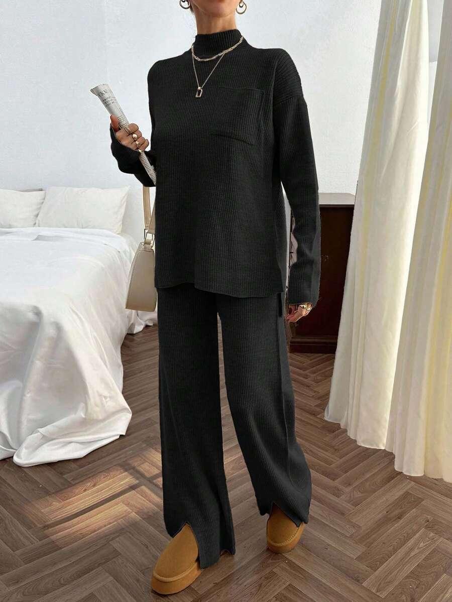 czarny sweter kieszeń
