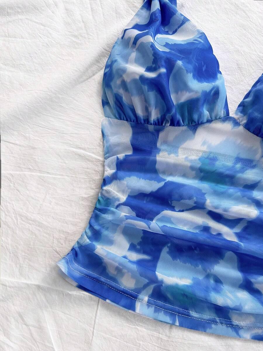 NIEBIESKI TOP PRINT