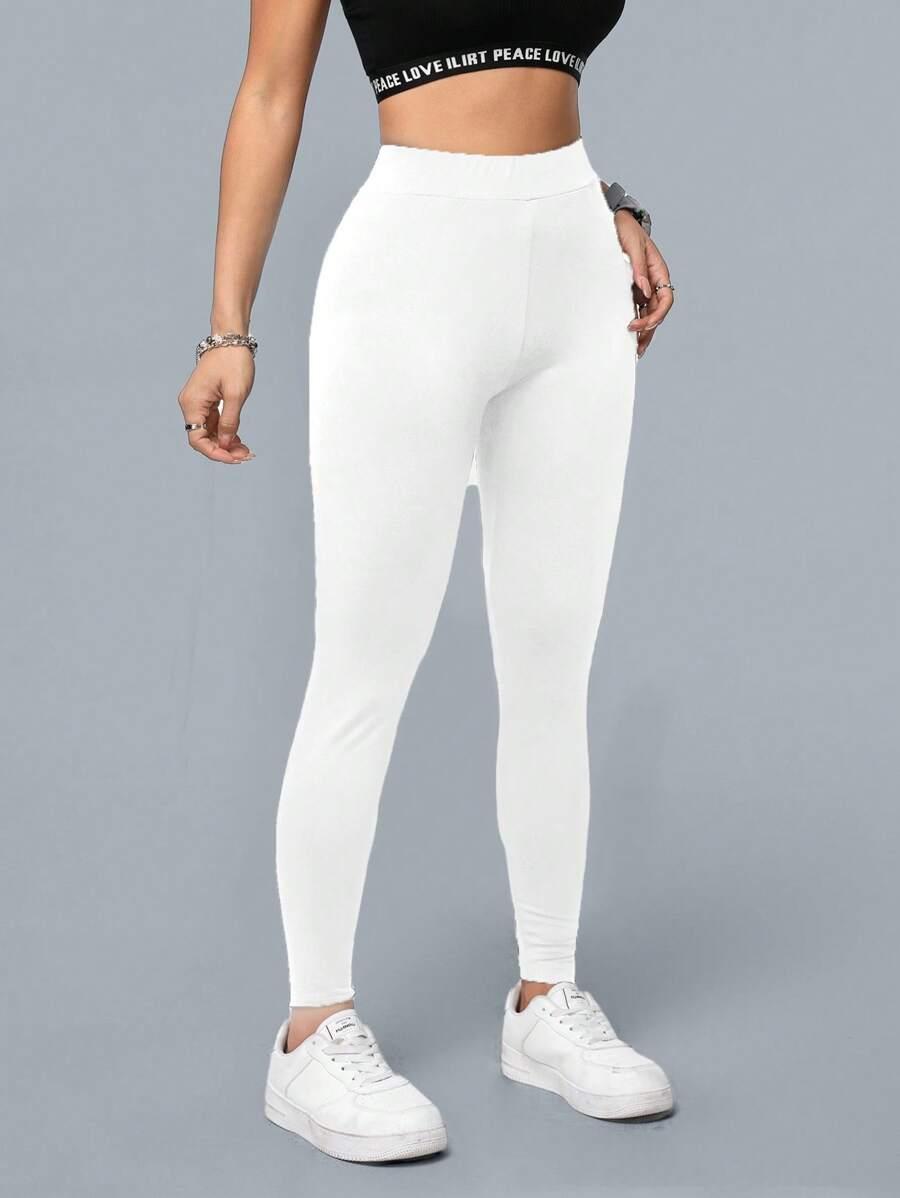 BIAŁE SPORTOWE LEGGINSY