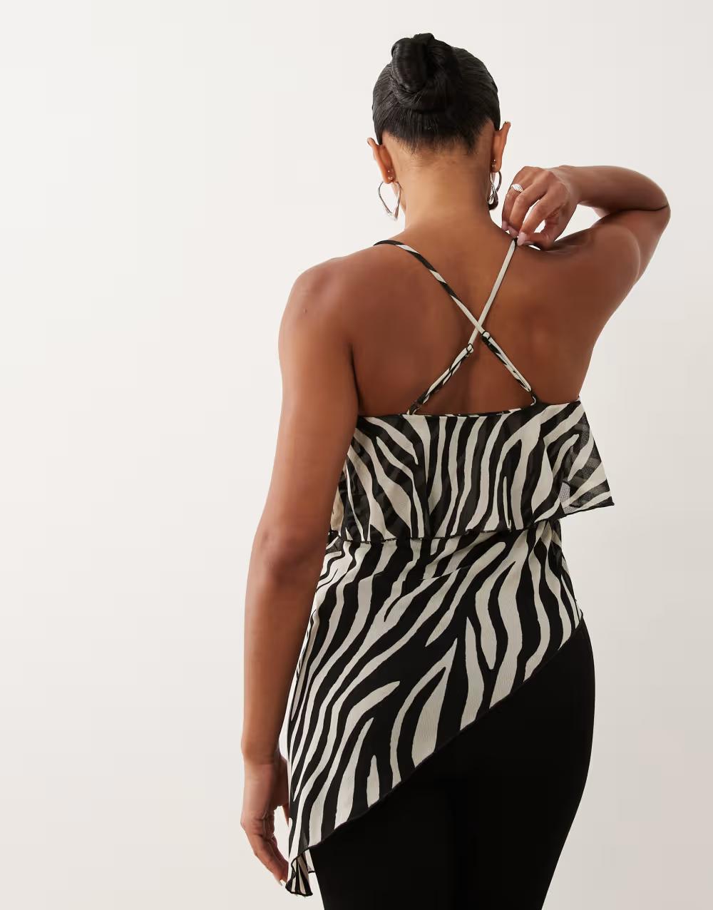 asymetryczny top animal print