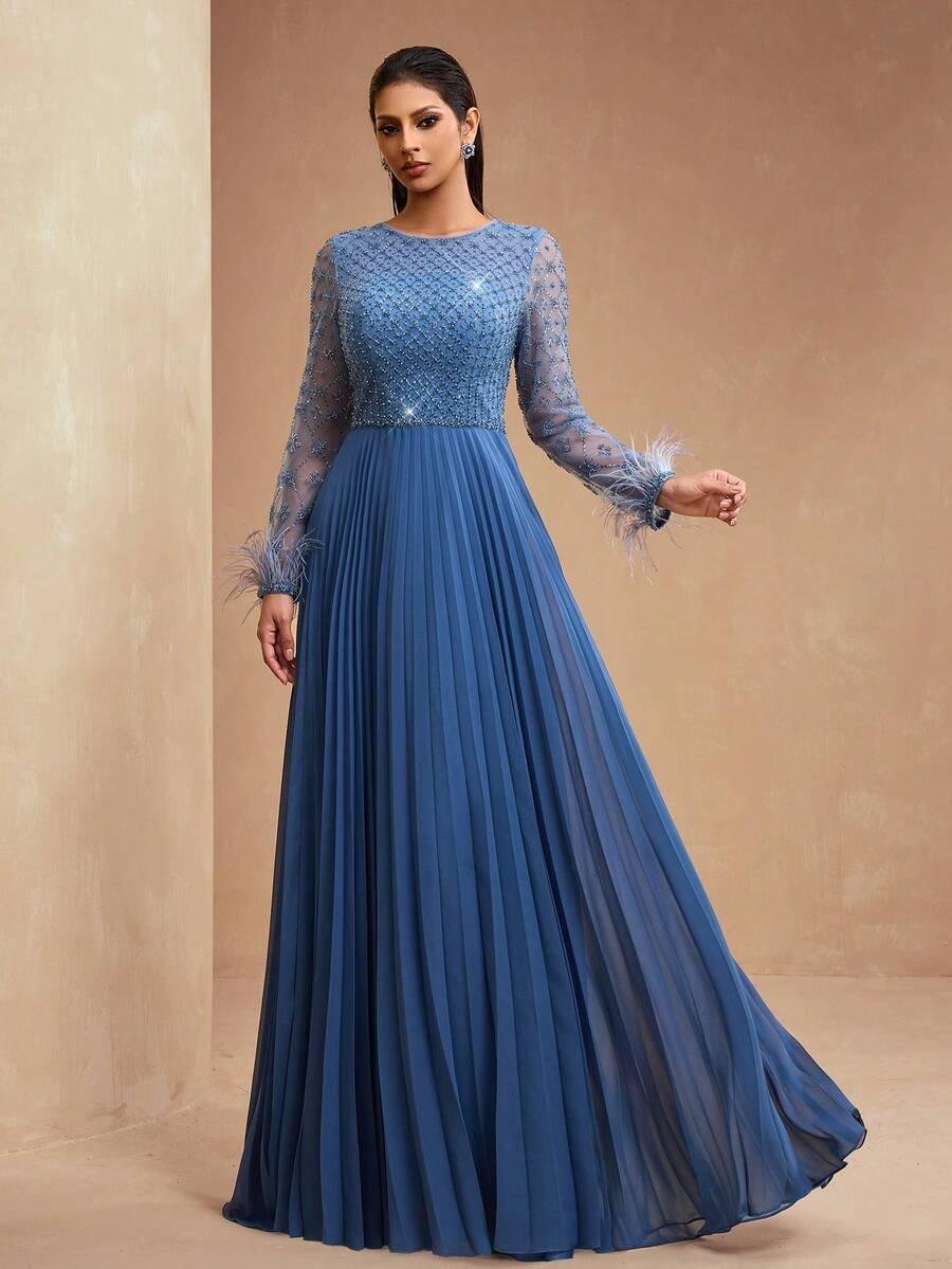 niebieska maxi sukienka 