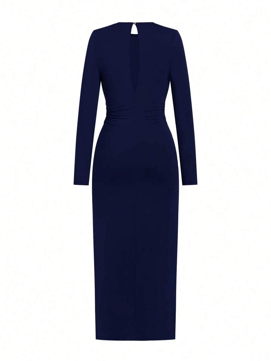 granatowa maxi sukienka
