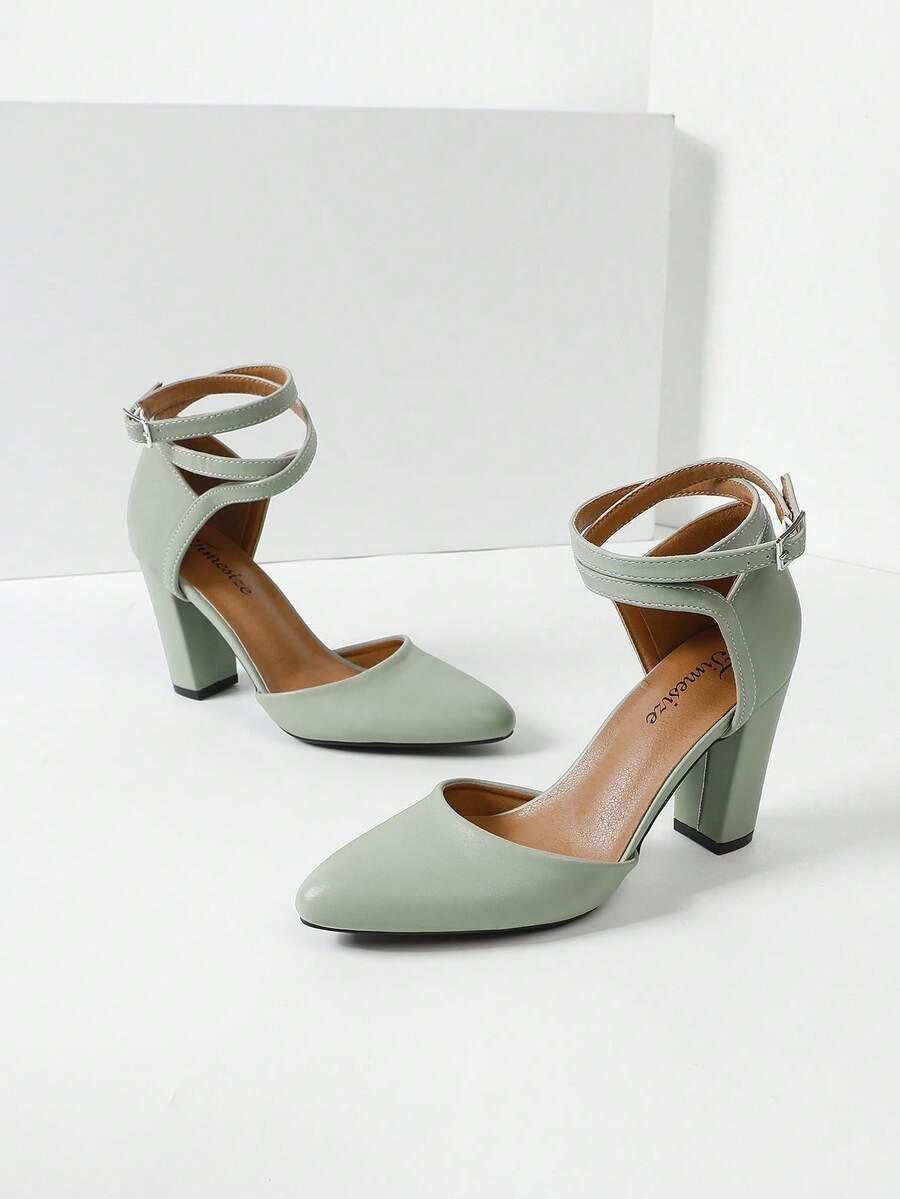 czółenka obcas paski imitacja skóry