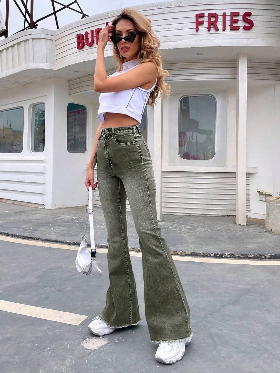 ZIELONE SPODNIE JEANS