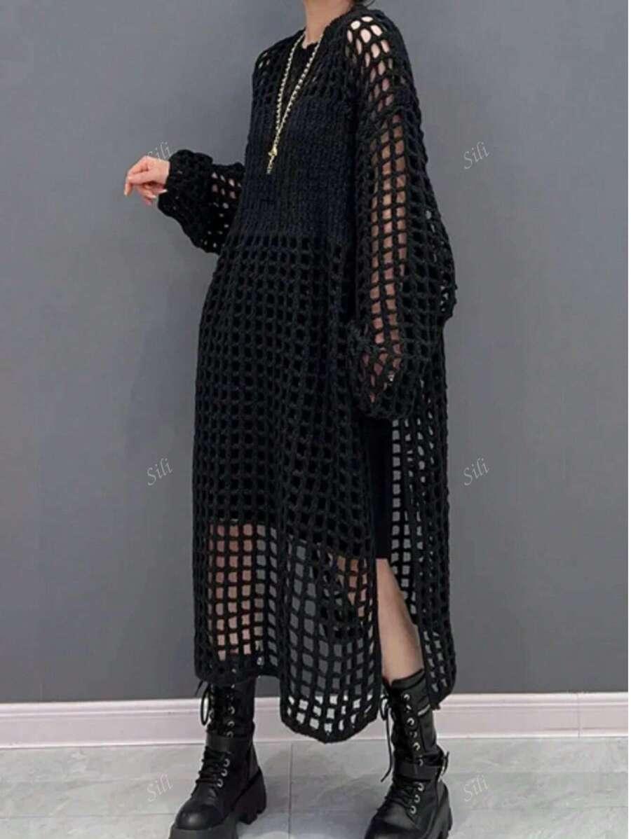 CZARNY SWETER DZIANINA