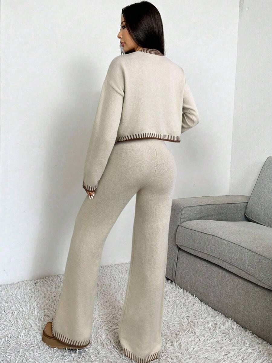 sweter rozpinany spodnie komplet