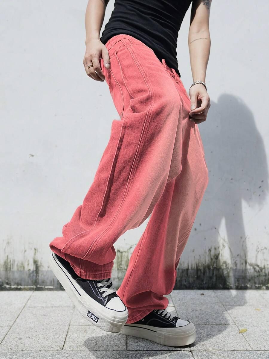 różowe spodnie jeans