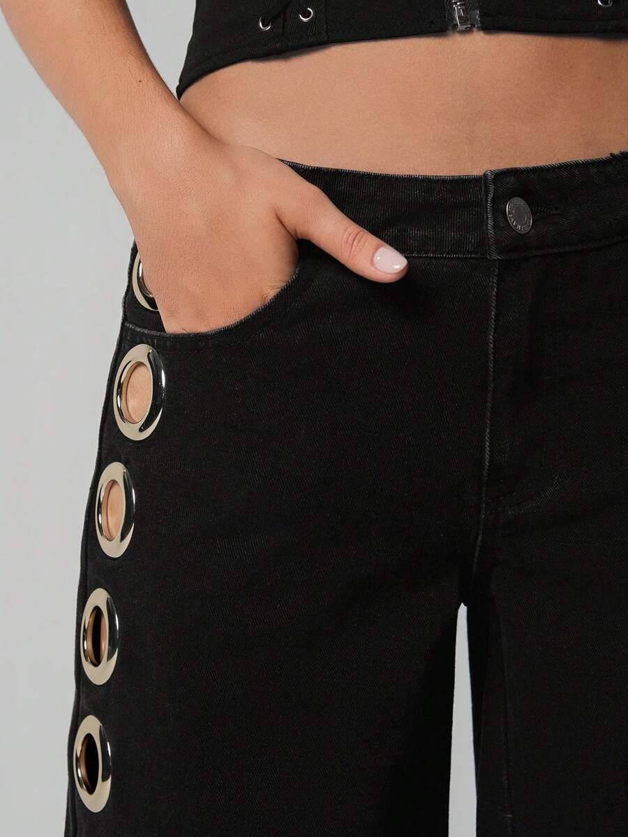 CZARNE SPODNIE JEANS