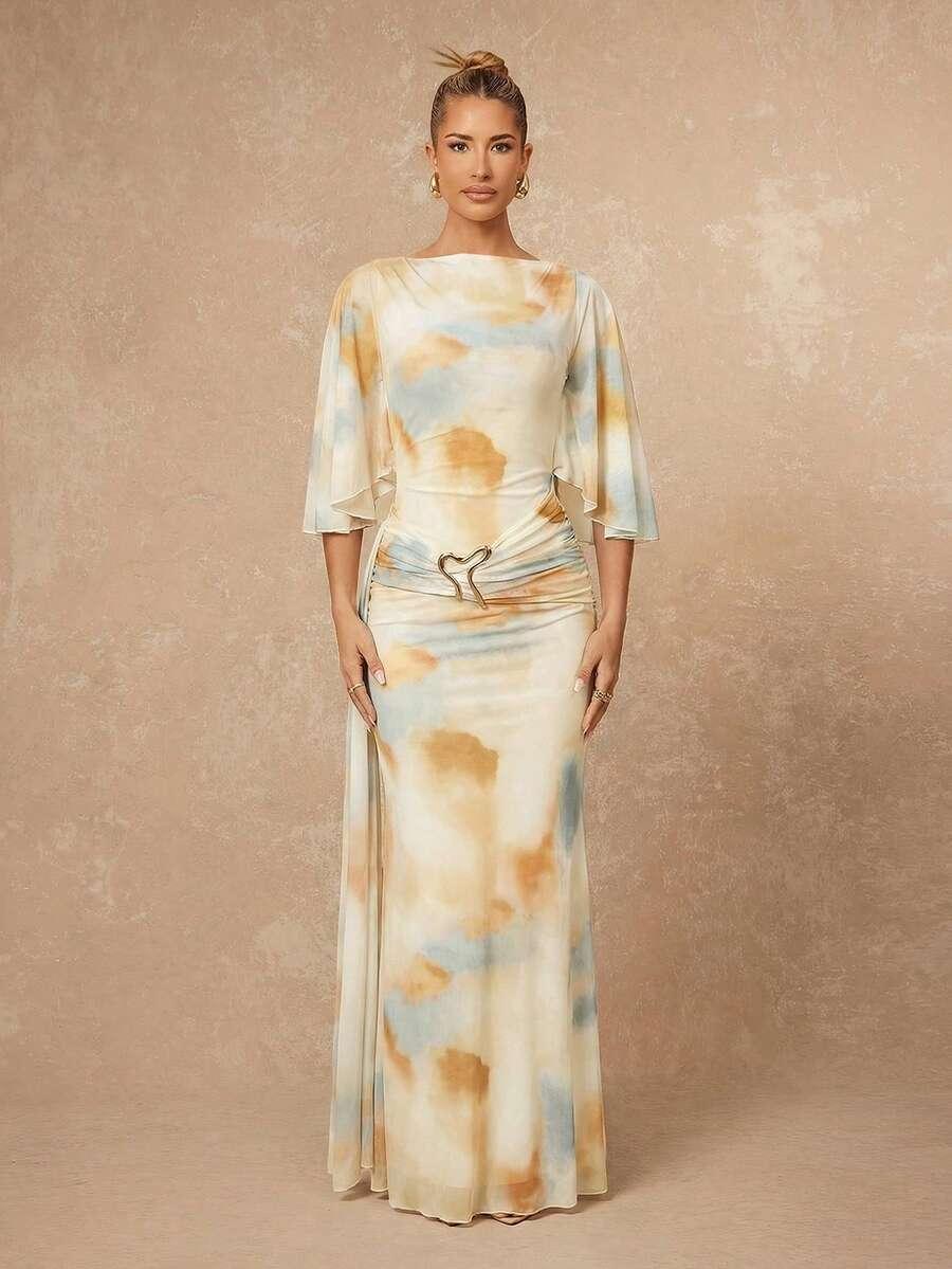 maxi sukienka rękaw 3/4