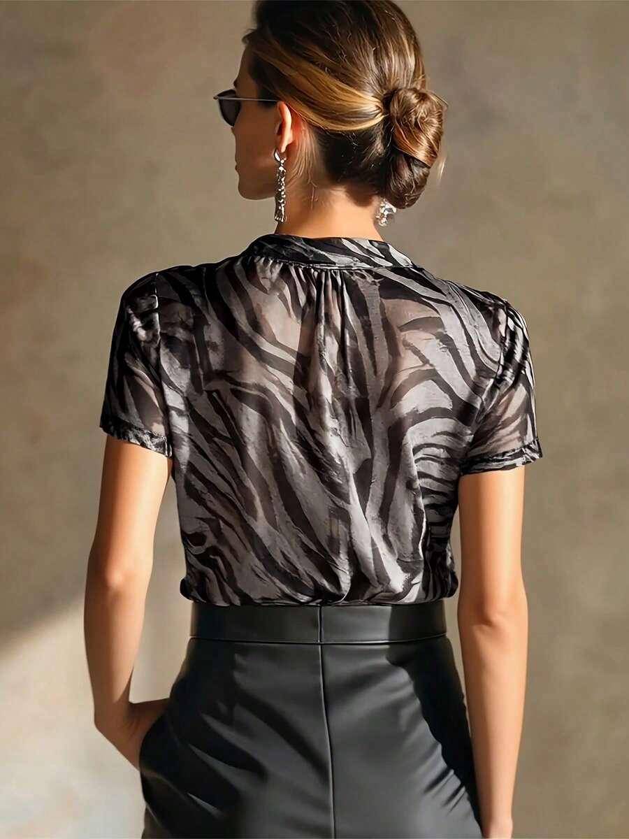 Luźna bluzka zebra print