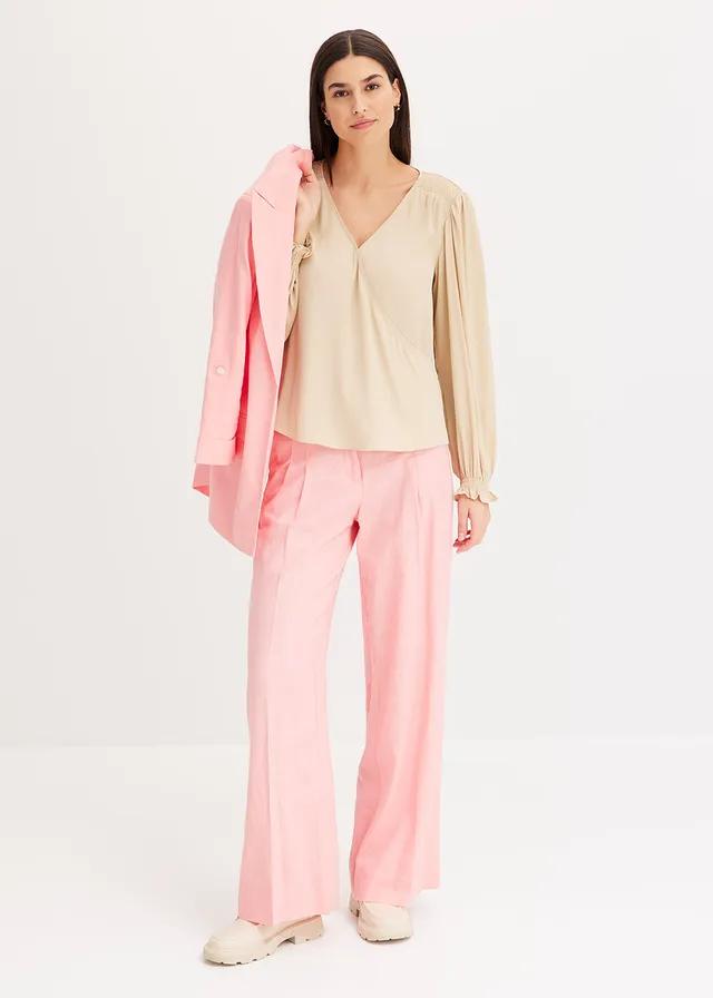 beżowa bluzka v-neck