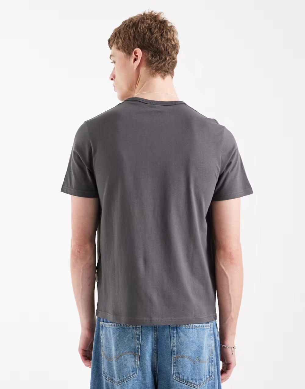 szary t-shirt z okrągłym dekoltem