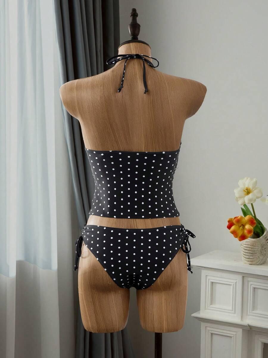 wiązany dół od bikini wzór groszki