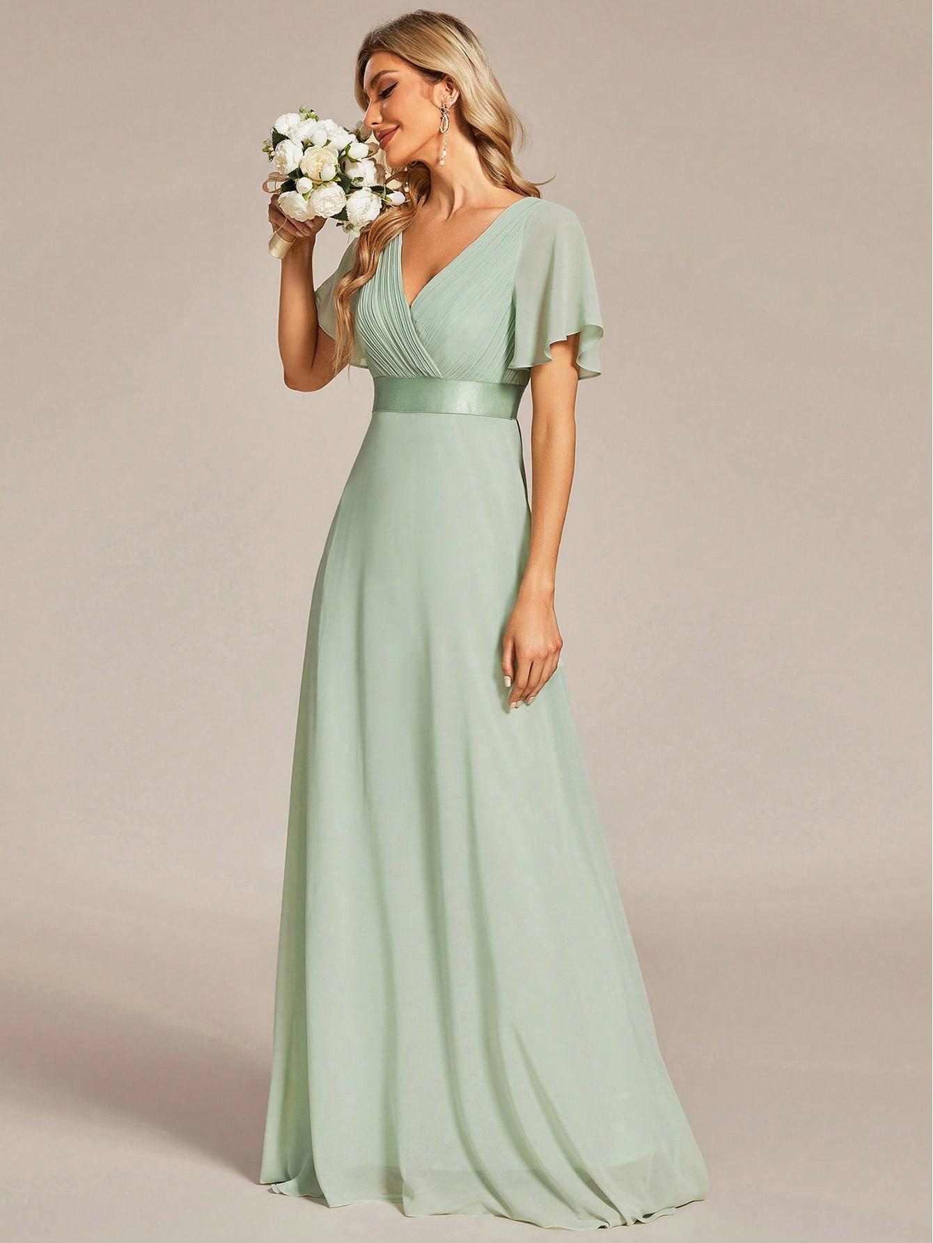 ZIELONA MAXI SUKIENKA V-NECK