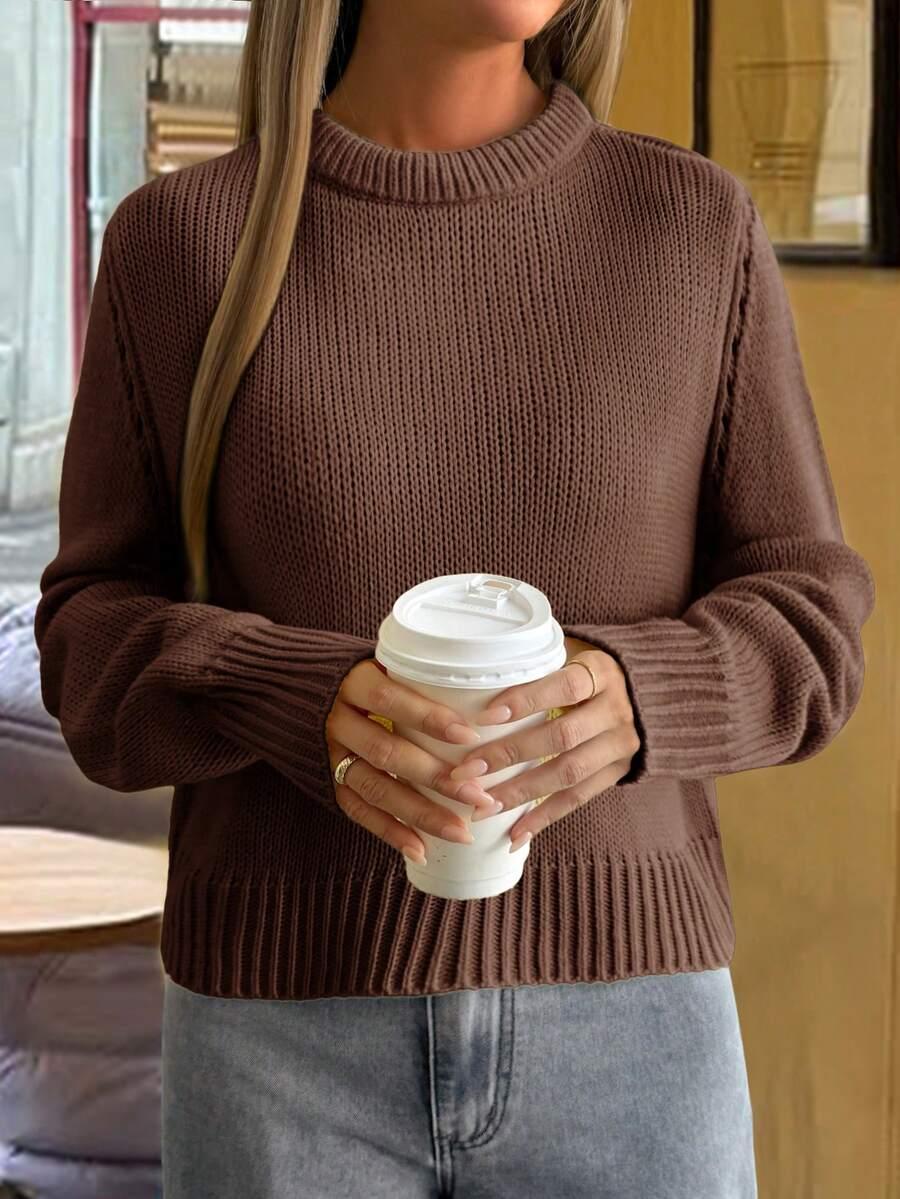 brązowy sweter długi rękaw