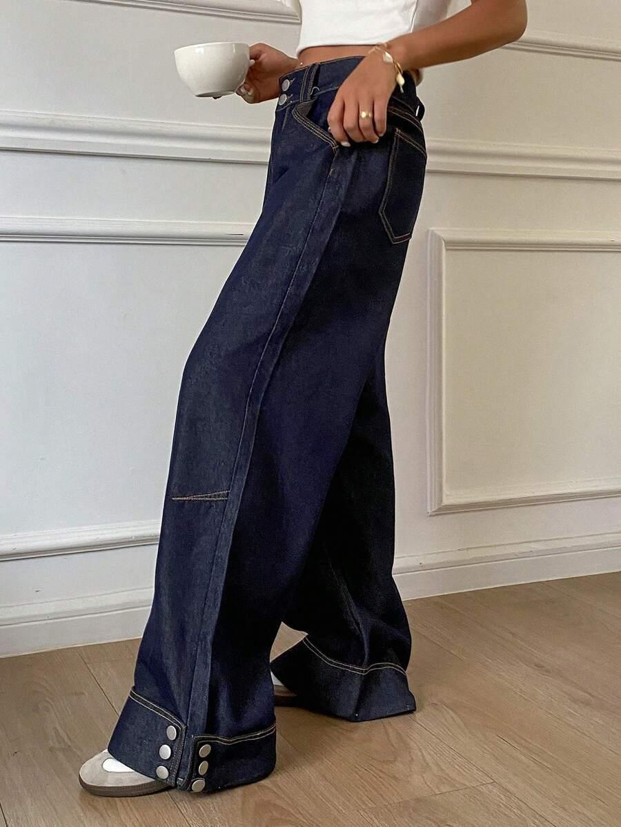 GRANATOWE SPODNIE JEANS