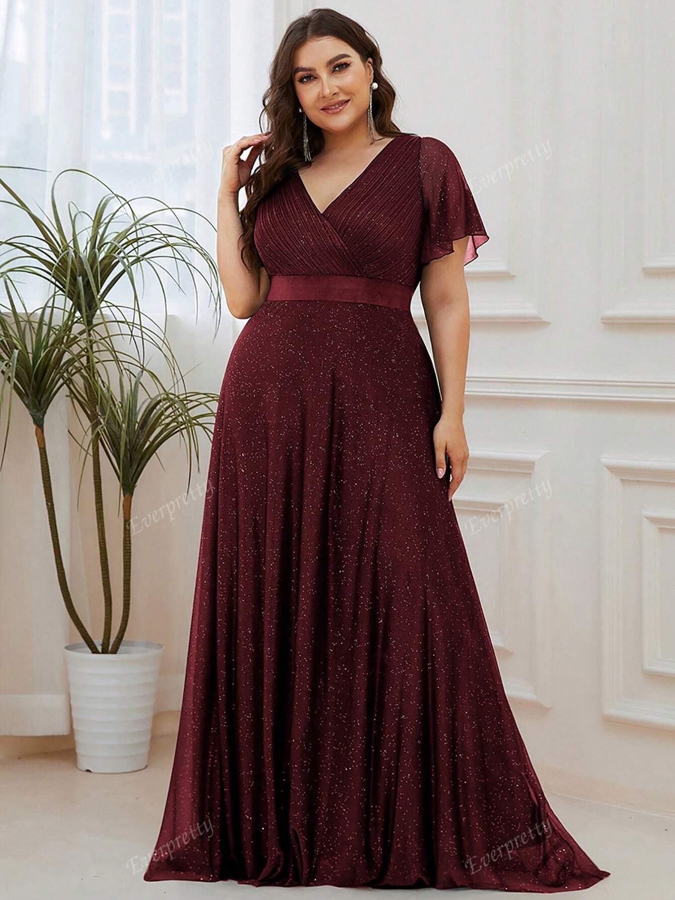 BORDOWA MAXI SUKIENKA V-NECK 