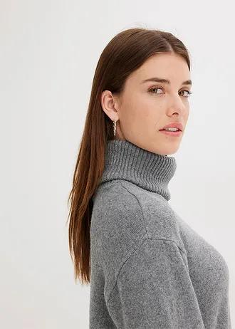 SZARA dzianinowa MINI SUKIENKA z golfem