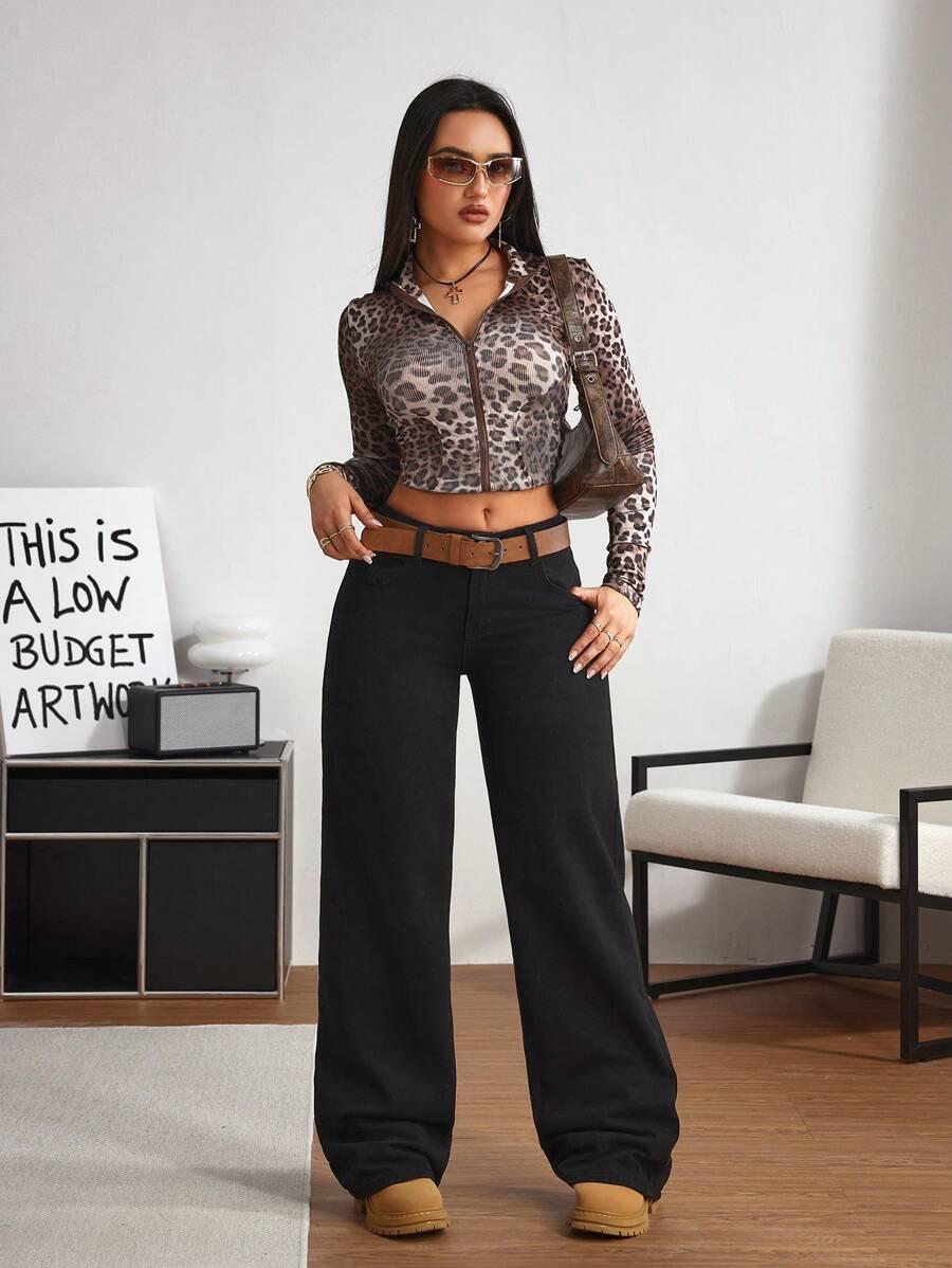 CZARNE SPODNIE JEANS PROSTE NOGAWKI
