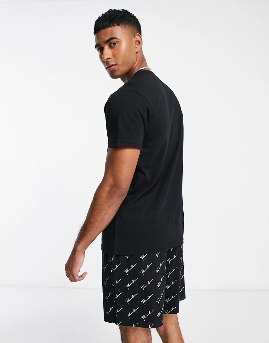 czarna góra od piżamy t-shirt logo haft kontrast