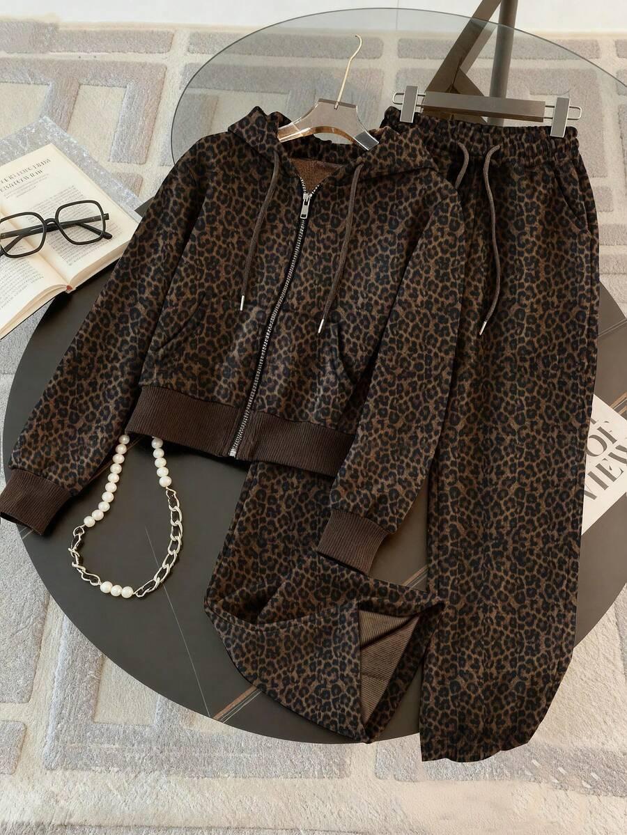 BLUZA SPODNIE KOMPLET DRESOWY ANIMAL PRINT 