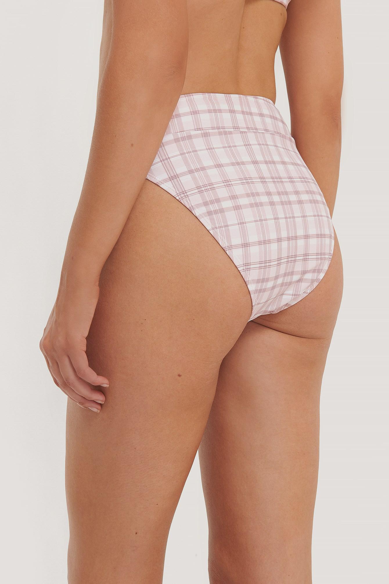 różowy dół bikini wysoki stan kratka