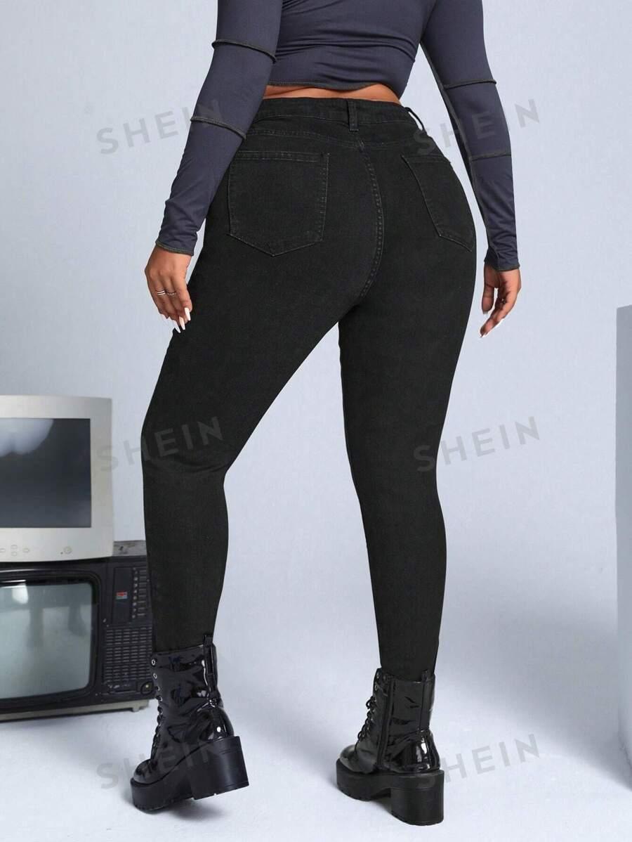 CZARNE SPODNIE JEANS