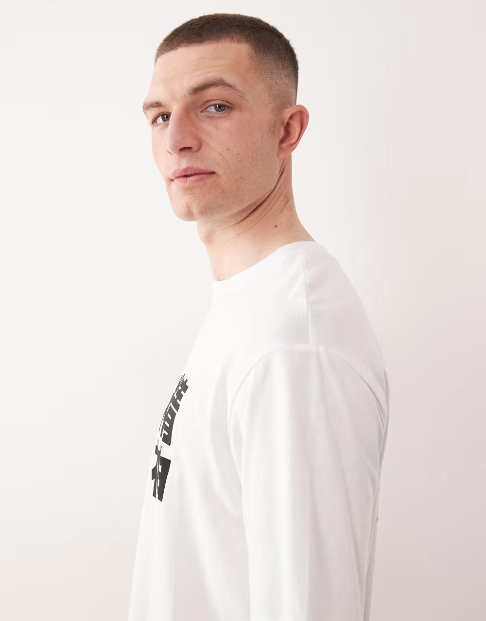 biały luźny t-shirt print