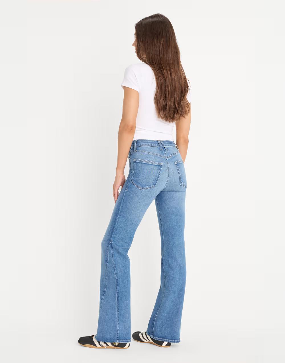 NIEBIESKIE SPODNIE JEANS bootcut WYSOKI STAN